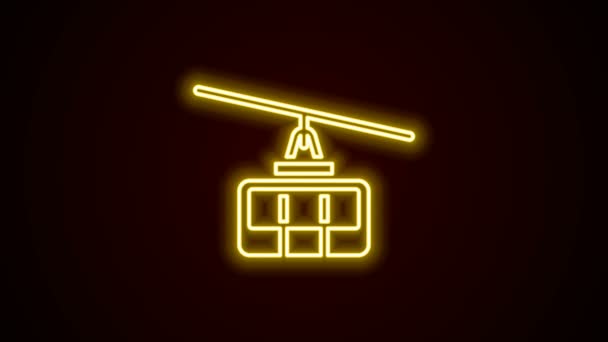 Žhnoucí neonová čára Ikona kabiny izolované na černém pozadí. Jednoznačné znamení. Grafická animace pohybu videa 4K — Stock video