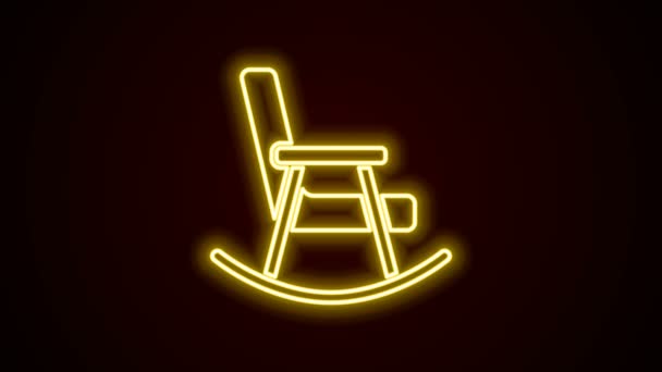 Glowing neon line Rocking chair icon isolated on black background. 4K Video motion graphic animation — Stock Video