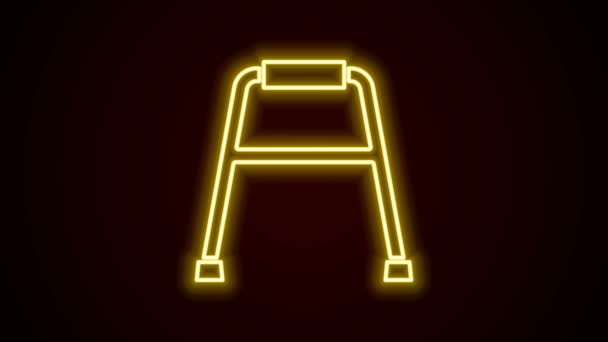 Glowing neon line Walker for disabled person icon isolated on black background. 4K Video motion graphic animation — Stock Video