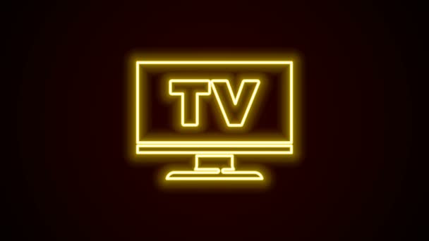 Icono de línea de neón brillante Smart Tv aislado sobre fondo negro. Señal de televisión. Animación gráfica de vídeo 4K — Vídeos de Stock