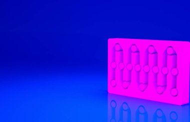 Pembe Masa oyun simgesi mavi arkaplanda izole edildi. Minimalizm kavramı. 3d illüstrasyon 3B canlandırma.