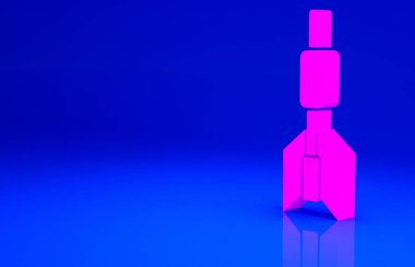 Pembe Dart ok simgesi mavi arkaplanda izole edildi. Minimalizm kavramı. 3d illüstrasyon 3B canlandırma.