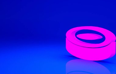 Pembe Checker oyun çipleri simgesi mavi arkaplanda izole edildi. Minimalizm kavramı. 3d illüstrasyon 3B canlandırma.