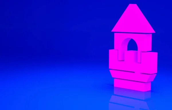 Ікона Рожевого Замку Ізольована Синьому Тлі Знак Фортеці Концепція Мінімалізму — стокове фото