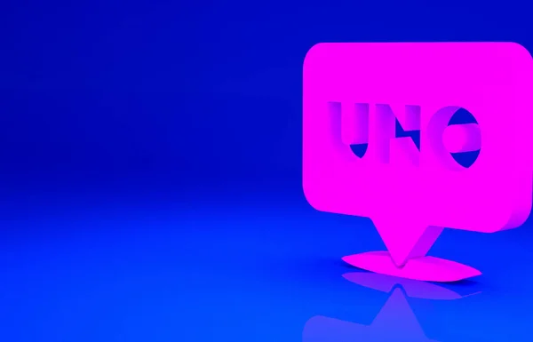 青の背景に隔離されたピンクの宇野カードゲームアイコン 最小限の概念 3Dイラスト3Dレンダリング — ストック写真