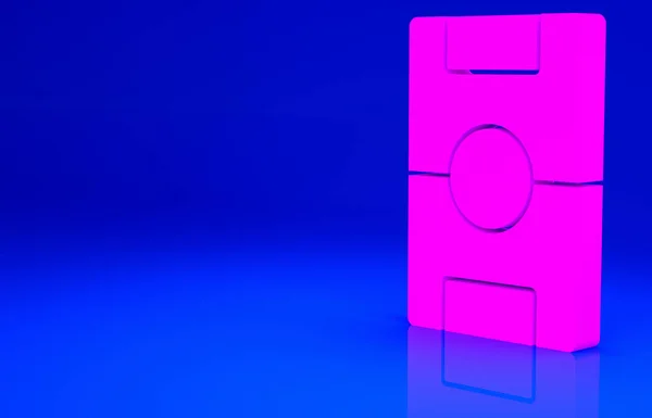 Pinkfarbenes Tischsymbol Auf Blauem Hintergrund Hockeytisch Minimalismus Konzept Illustration Renderer — Stockfoto