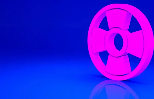 ピンクのカジノチップアイコンは青の背景に隔離されています カジノのギャンブル 最小限の概念 3Dイラスト3Dレンダリング — ストック写真