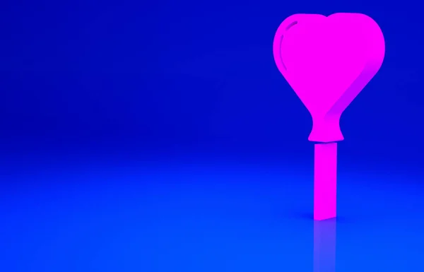 Rosa Luftballons Herzform Mit Schleifensymbol Auf Blauem Hintergrund Minimalismus Konzept — Stockfoto