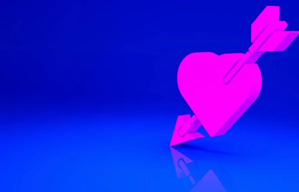 Rosa Amour Symbol Med Hjärta Och Pil Ikon Isolerad Blå — Stockfoto