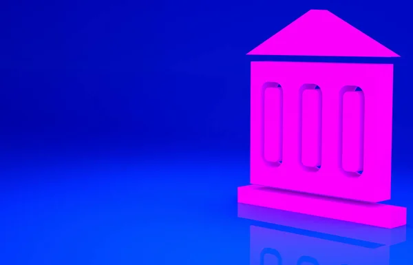 Ícone Construção Pink Bank Isolado Fundo Azul Conceito Minimalismo Ilustração — Fotografia de Stock