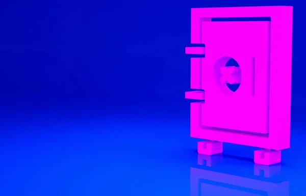 Icona Pink Safe Isolata Sfondo Blu Porta Cassaforte Una Volta — Foto Stock