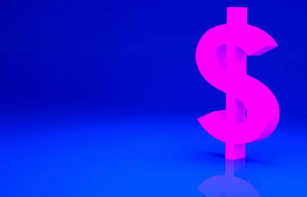 Ícone Símbolo Dólar Rosa Isolado Fundo Azul Dinheiro Dinheiro Riqueza — Fotografia de Stock