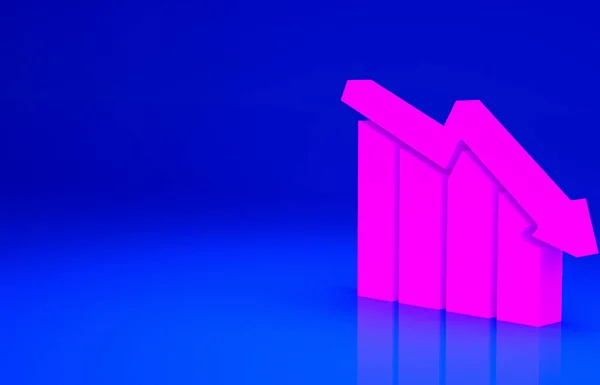 Рожева Піктограма Зменшення Фінансового Зростання Ізольована Синьому Фоні Збільшення Доходів — стокове фото