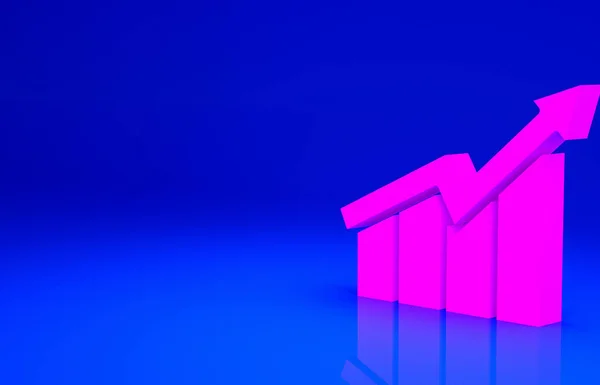 ピンクの金融成長アイコンは青の背景に隔離されています 収益の増加 最小限の概念 3Dイラスト3Dレンダリング — ストック写真