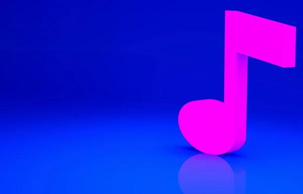 Różowa Nuta Muzyczna Ikona Tonalna Odizolowana Niebieskim Tle Koncepcja Minimalizmu — Zdjęcie stockowe