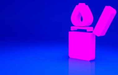 Pembe Işık simgesi mavi arkaplanda izole edildi. Minimalizm kavramı. 3d illüstrasyon 3B canlandırma.