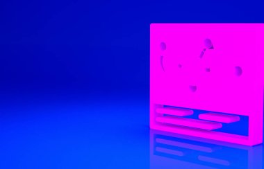 Pembe Kimyasal Formül ikonu mavi arkaplanda izole edildi. Yenilikçi tıp, sağlık, araştırma ve bilim için soyut altıgen. Minimalizm kavramı. 3d illüstrasyon 3B canlandırma.