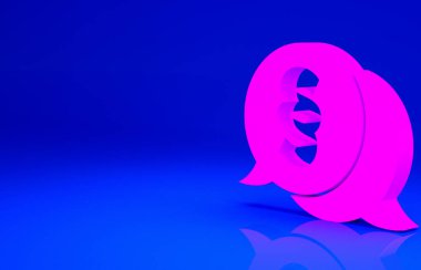 Pembe Kanun simgesi mavi arkaplanda izole edildi. Minimalizm kavramı. 3d illüstrasyon 3B canlandırma.