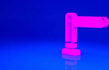 Pembe Demiryolu bariyeri ikonu mavi arka planda izole edildi. Minimalizm kavramı. 3d illüstrasyon 3B canlandırma.