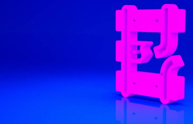 Mavi arka planda izole edilmiş bir demiryolu ikonu üzerindeki kırık ya da kırık raylar. Minimalizm kavramı. 3d illüstrasyon 3B canlandırma.