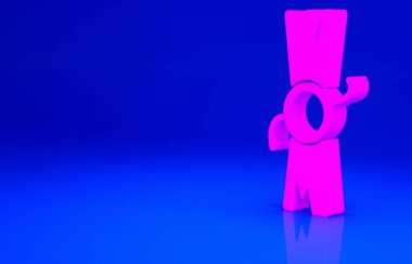 Pembe KHK, kağıt, parşömen, parşömen simgesi mavi arkaplanda izole edilmiş. Minimalizm kavramı. 3d illüstrasyon 3B canlandırma.