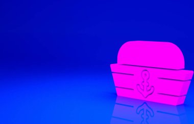 Pembe Denizci şapka ikonu mavi arka planda izole edildi. Minimalizm kavramı. 3d illüstrasyon 3B canlandırma.