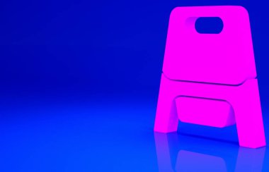 Mavi arka planda izole edilmiş pembe bebek tuvalet ikonu. Lazımlık. Minimalizm kavramı. 3d illüstrasyon 3B canlandırma.