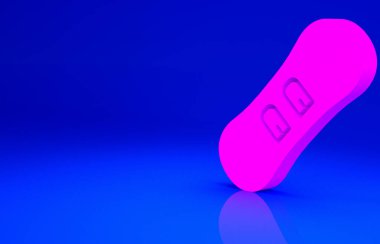 Pembe Snowboard simgesi mavi arkaplanda izole edildi. Snowboard tahtası ikonu. Olağanüstü bir spor. Spor malzemeleri. Minimalizm kavramı. 3d illüstrasyon 3B canlandırma.