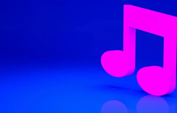 Nota Musica Rosa Icona Tono Isolata Sfondo Blu Concetto Minimalista — Foto Stock