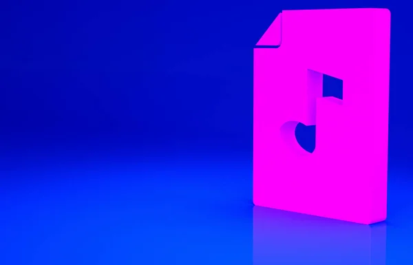 ノートアイコンが青の背景に隔離されたピンクの音楽ブック ノートステージ付きの楽譜 楽譜のノート 最小限の概念 3Dイラスト3Dレンダリング — ストック写真