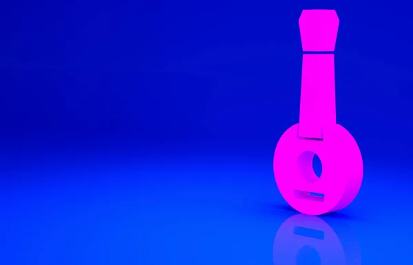 Ícone Pink Banjo Isolado Fundo Azul Instrumento Musical Conceito Minimalismo — Fotografia de Stock