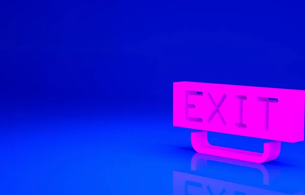 Pink Fire exit icon isolated on blue background. Fire emergency icon. Minimalism concept. 3d illustration 3D render.