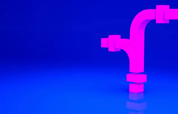 Pinkfarbenes Industrie Metallic Pfeifen Symbol Auf Blauem Hintergrund Rohrleitungsteile Verschiedenen — Stockfoto