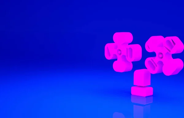 粉色水水龙头图标隔离在蓝色背景 最低纲领的概念 3D渲染3D插图 — 图库照片