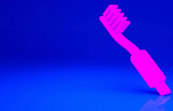 Ροζ Οδοντόβουρτσα Εικονίδιο Απομονώνονται Μπλε Φόντο Μινιμαλιστική Έννοια Απεικόνιση Καθιστούν — Φωτογραφία Αρχείου