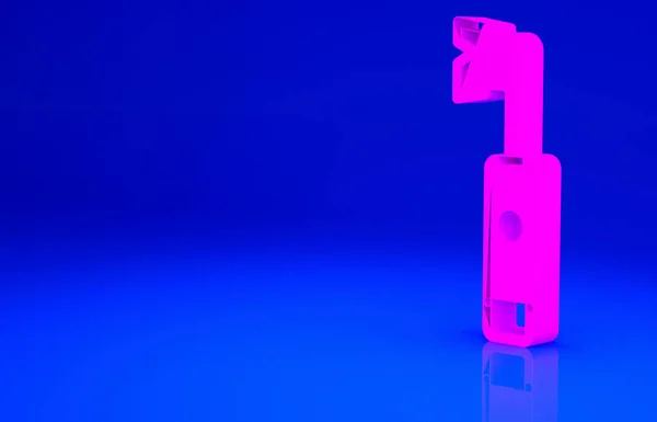 Pinkfarbenes Elektrisches Zahnbürstensymbol Auf Blauem Hintergrund Minimalismus Konzept Illustration Renderer — Stockfoto