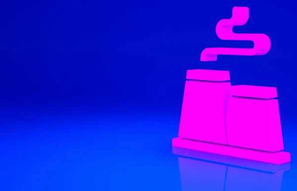 Иконка Pink Factory Выделена Синем Фоне Промышленное Здание Концепция Минимализма — стоковое фото