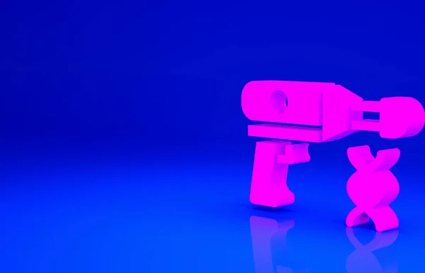 ピンク青の背景に隔離された生物学的研究室のアイコンで液体銃を転送します 最小限の概念 3Dイラスト3Dレンダリング — ストック写真