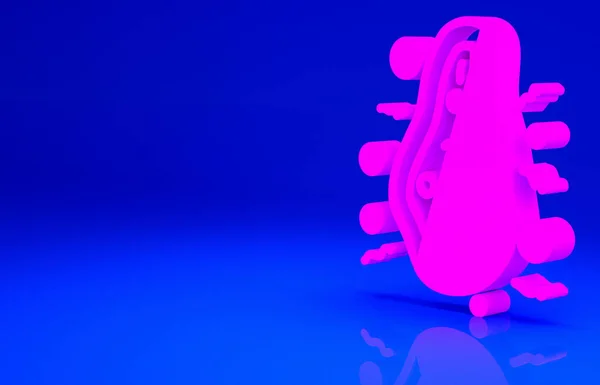 青色の背景に分離されたピンクの細菌のアイコン 細菌や細菌 微生物病を引き起こす 細胞癌 微生物 ウイルス 最小限の概念 3Dイラスト3Dレンダリング — ストック写真