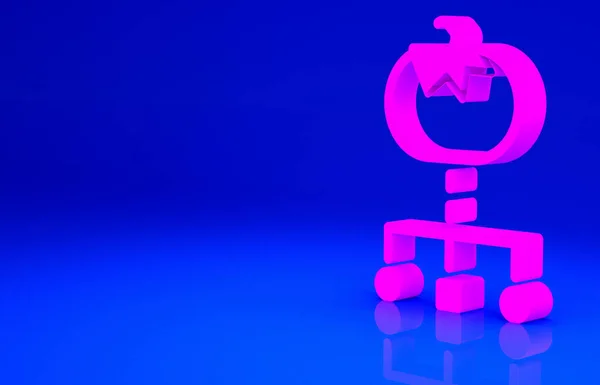 ピンク青色の背景に単離された遺伝的に修飾された食品アイコン Gmoフルーツ 最小限の概念 3Dイラスト3Dレンダリング — ストック写真