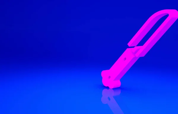 ピンクのナイフアイコンは青の背景に隔離されています かわいいシンボル 最小限の概念 3Dイラスト3Dレンダリング — ストック写真