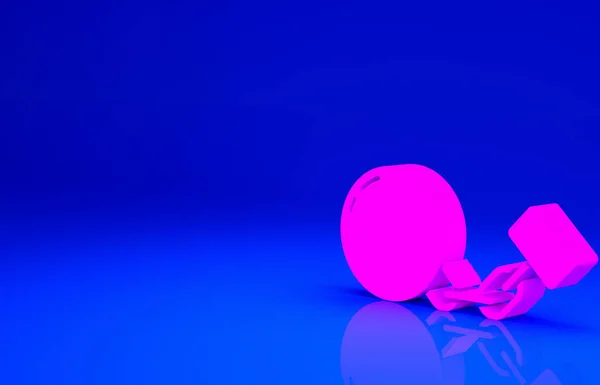 Pink Ball Ikonie Łańcucha Izolowane Niebieskim Tle Koncepcja Minimalizmu Ilustracja — Zdjęcie stockowe