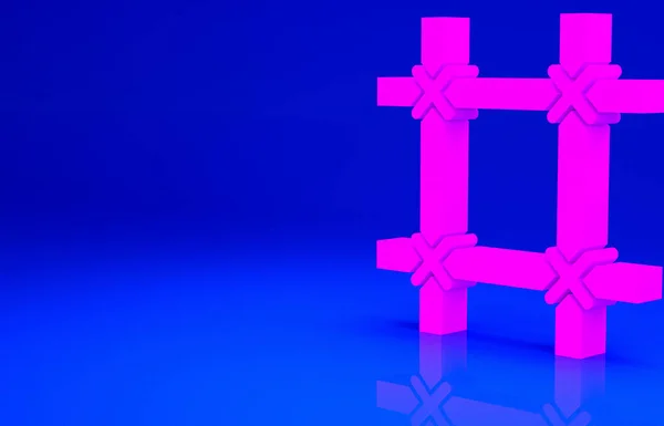 ピンクの刑務所の窓のアイコンは青の背景に隔離された 最小限の概念 3Dイラスト3Dレンダリング — ストック写真