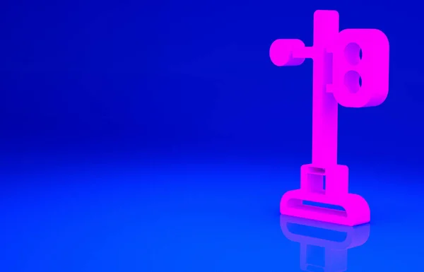Pinkfarbenes Ampelsymbol Auf Blauem Hintergrund Ampeln Für Die Bahn Zur — Stockfoto