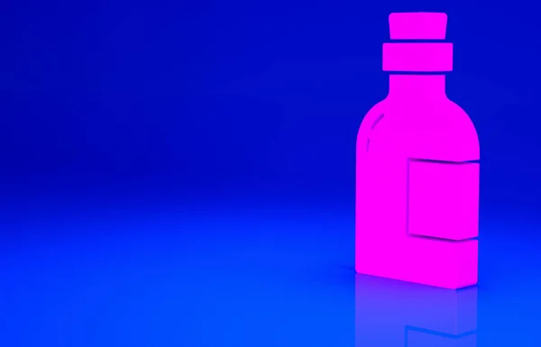 Pink Alcohol Ποτό Ρούμι Μπουκάλι Εικονίδιο Απομονώνονται Μπλε Φόντο Μινιμαλιστική — Φωτογραφία Αρχείου