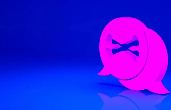 ピンクの場所青の背景に隔離された海賊アイコン 最小限の概念 3Dイラスト3Dレンダリング — ストック写真