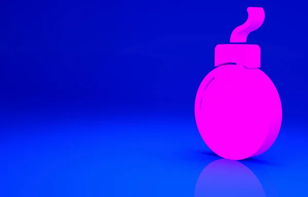 Pink Bomb Ready Explode Icon Isolated Blue Background Minimalism Concept — Stock Photo, Image