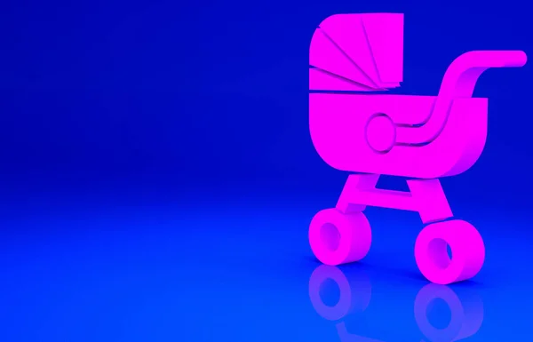Ροζ Baby Καρότσι Εικονίδιο Απομονώνονται Μπλε Φόντο Κουβάλημα Μωρού Αμαξάκι — Φωτογραφία Αρχείου