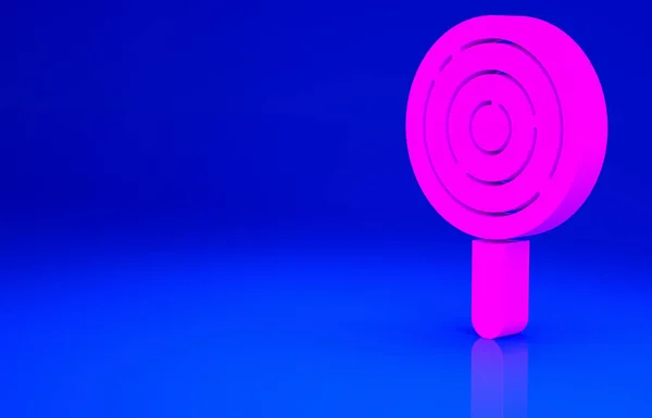 Pinkfarbenes Lollipop Symbol Auf Blauem Hintergrund Süßigkeiten Zeichen Essen Köstliches — Stockfoto