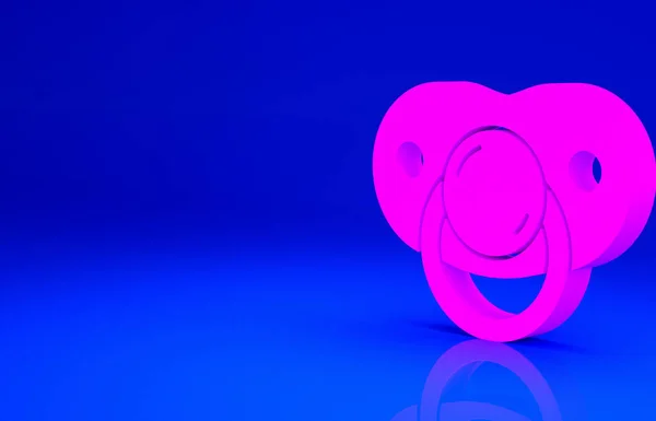 Pink Baby Schnullersymbol Isoliert Auf Blauem Hintergrund Spielzeug Eines Kindes — Stockfoto